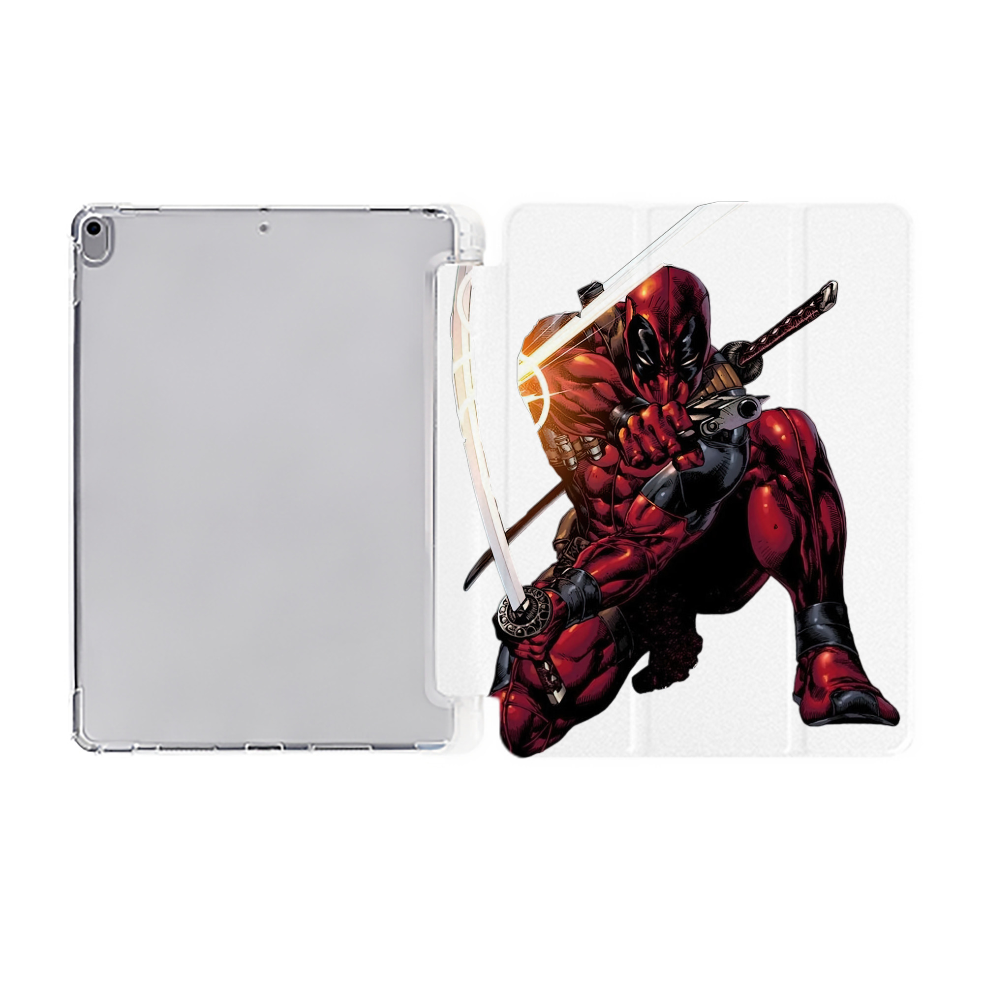 （画像用） Deadpool デッドプール IPad ケース ペン収納付き 三つ折りスタンド PUレザー×シリコン 対応機種9.5/10.5/10.9インチ